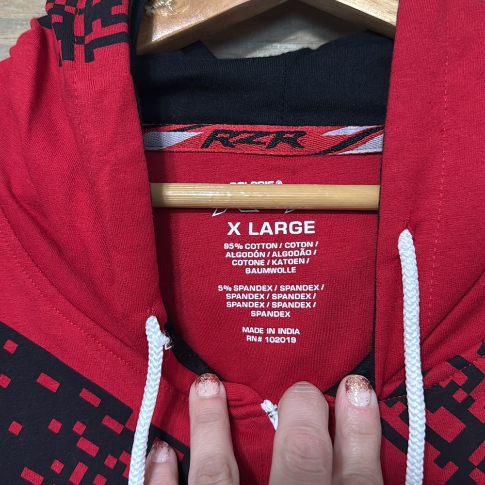 Women's Polaris RZR Long Sleeve Zip Up Red and Black Hoodie Sweatshirt Size: XL - Picture 3 of 8